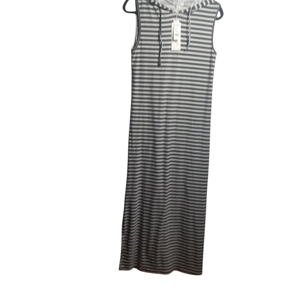 NWT Women's Gray/White Nautical Maxi Dress Sz M - Picture 1 of 5